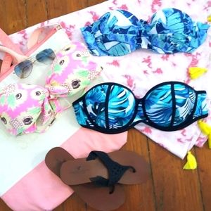 3 Medium Bandeau Bikini Tops - Lot Of All 3 Included